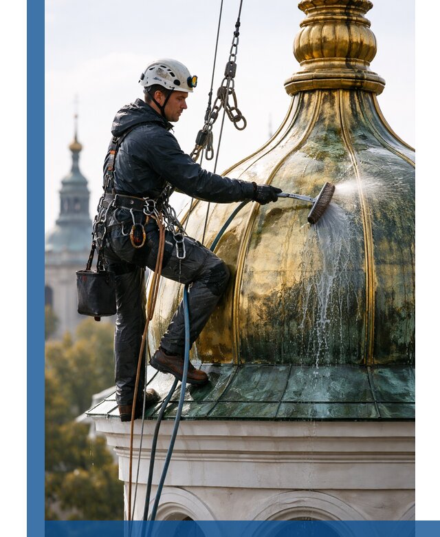 Профессиональная мойка куполов и шпилей высотными альпинистами в Можге