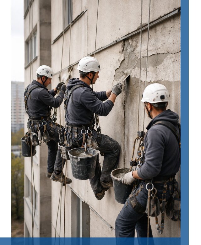 Ремонт бетонных элементов фасада в Можге от 2532 р. | ВЫСОТНИК-Мжг