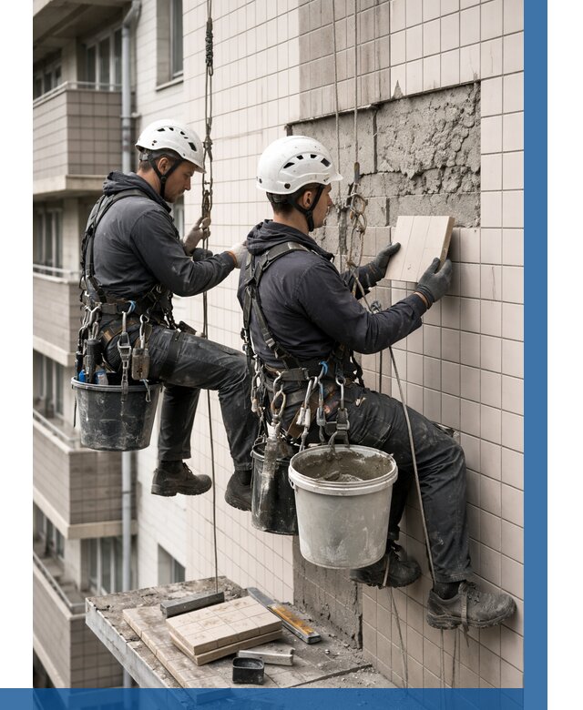 Ремонт облицовки фасада плиткой в Можге от 1823 р. | ВЫСОТНИК-Мжг