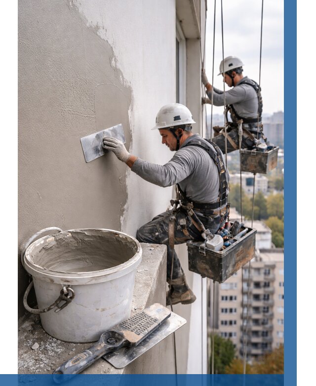 Шпаклевка фасада на высоте в Можге от 709 р. | ВЫСОТНИК-Мжг