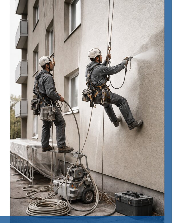 Безвоздушная покраска фасада в Можге от 223 р/м² | ВЫСОТНИК-Мжг