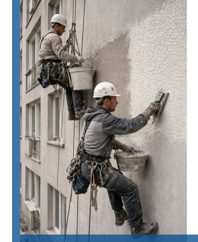 Нанесение декоративной штукатурки короед на фасад в Можге