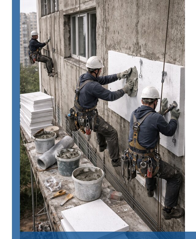 Утепление фасада пенополистиролом в Можге под ключ