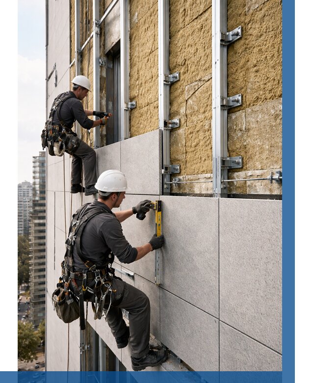 Монтаж вентилируемого фасада в Можге от 3545 р. | ВЫСОТНИК-Мжг