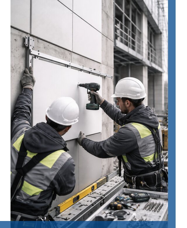 Монтаж композитных панелей фасада в Можге от 2532 р. | ВЫСОТНИК-Мжг