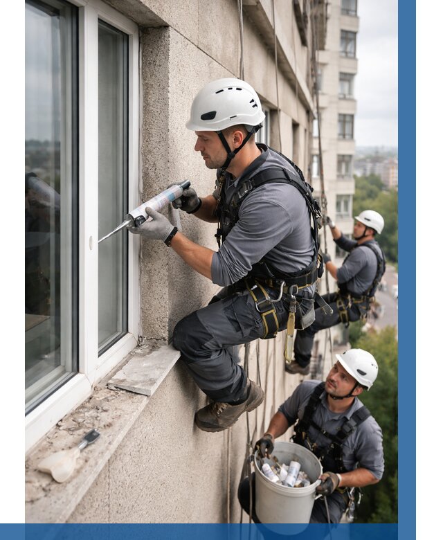 Герметизация оконных швов снаружи в Можге от 1519 р. | ВЫСОТНИК-Мжг