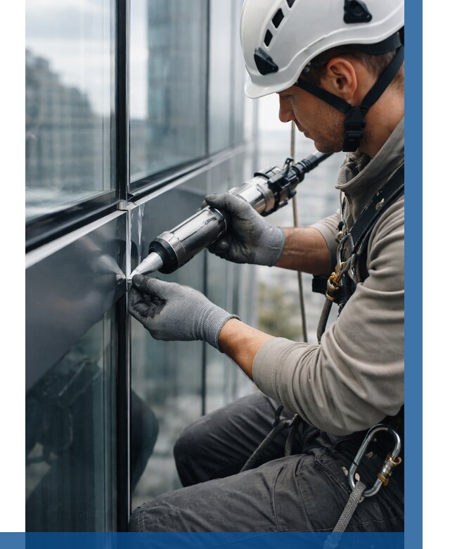 Герметизация стыков витража в Можге от 1215 р. | ВЫСОТНИК-Мжг