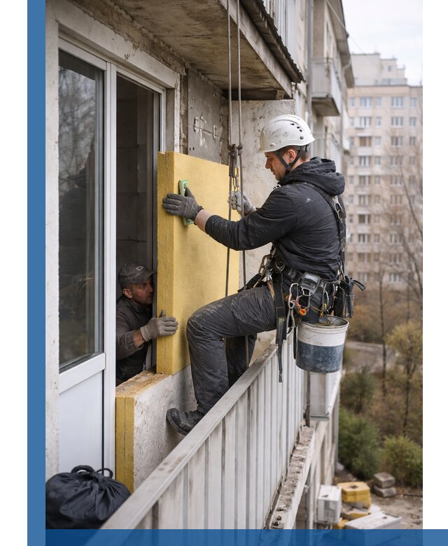Профессиональное утепление балкона снаружи в Можге под ключ