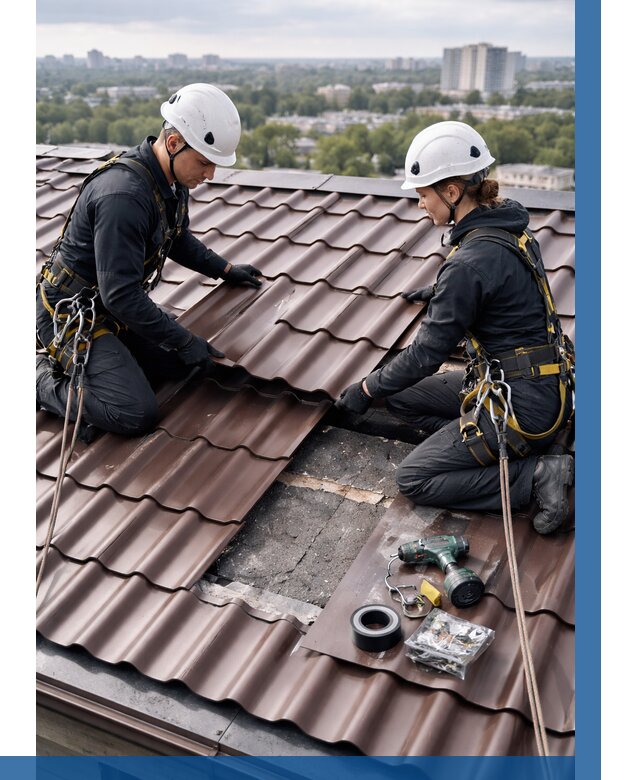 Ремонт металлочерепицы на крыше в Можге от 912 р. | ВЫСОТНИК-Мжг