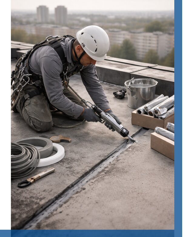 Герметизация швов кровли в Можге от 456 р./м2 | ВЫСОТНИК-Мжг