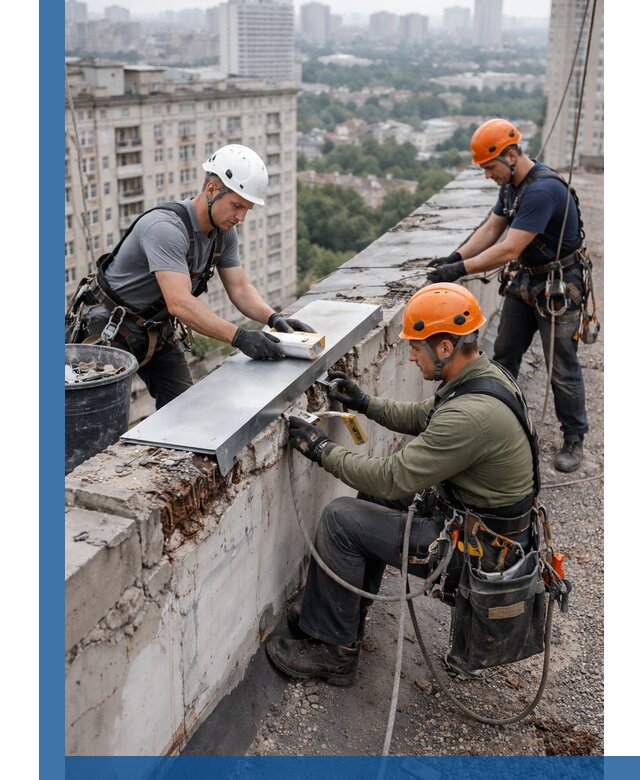 Ремонт парапета на кровле в Можге, высотные работы с гарантией