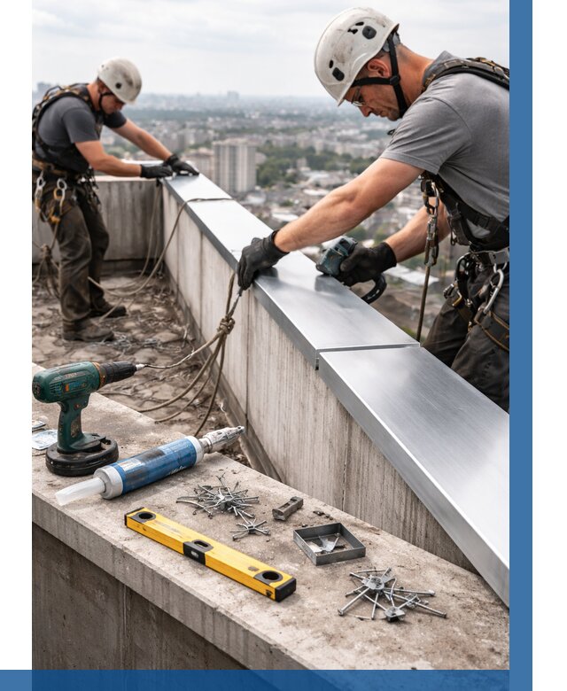 Монтаж парапетных крышек в Можге от 810 р. | ВЫСОТНИК-Мжг