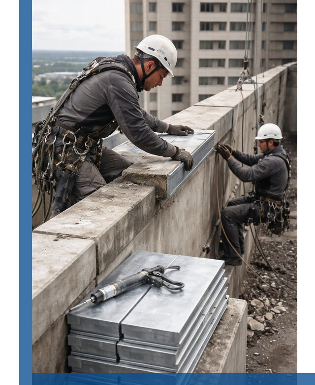Замена парапетных крышек и установка новых в Можге