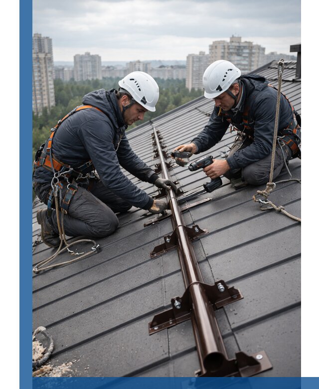 Монтаж снегозадержателей на кровле зданий в Можге под ключ