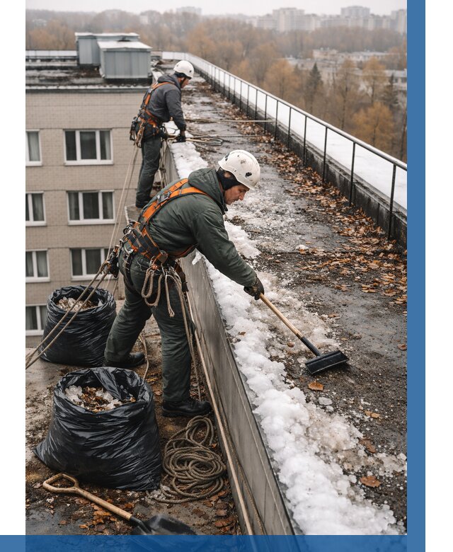 Очистка кровли по периметру в Можге от 557 р. | ВЫСОТНИК-Мжг