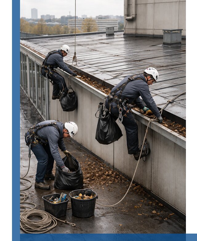 Очистка кровли по периметру в Можге силами промышленных альпинистов