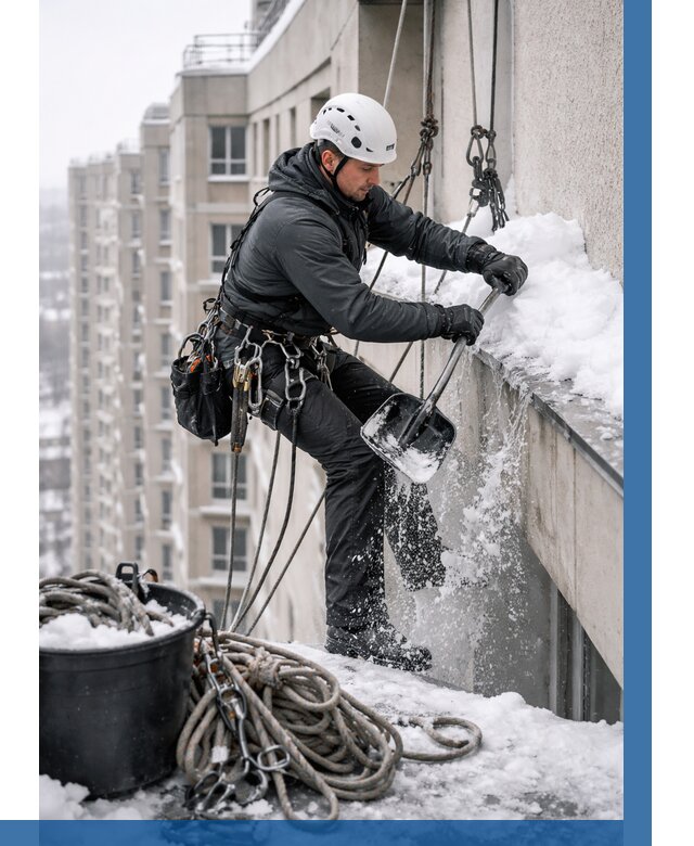 Очистка карнизов от снега в Можге от 304 р. | ВЫСОТНИК-Мжг