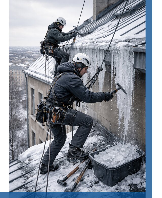 Удаление наледи с кровли в Можге от 5570 р. | ВЫСОТНИК-Мжг