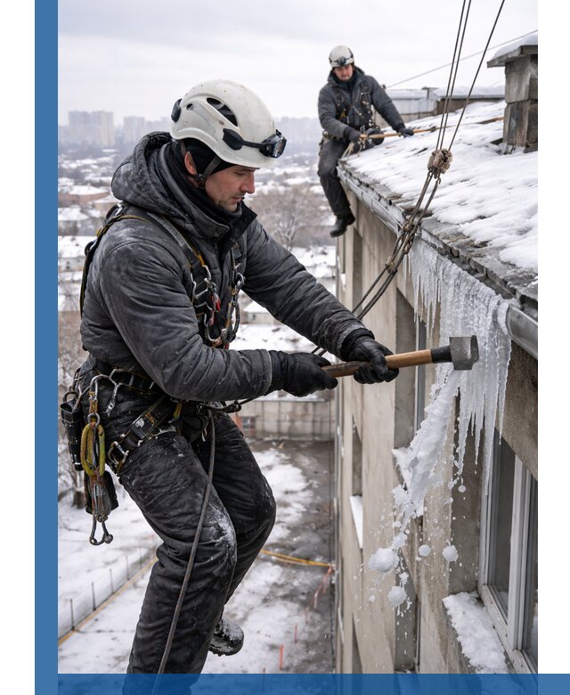 Сбивание и удаление сосулек с крыши в Можге безопасно
