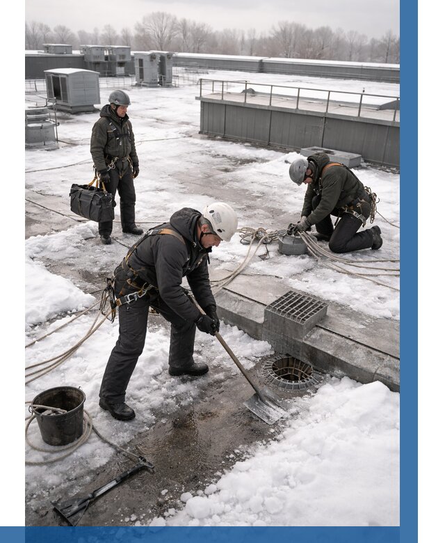 Абонентское обслуживание кровли зимой в Можге от 8102 р. | ВЫСОТНИК-Мжг