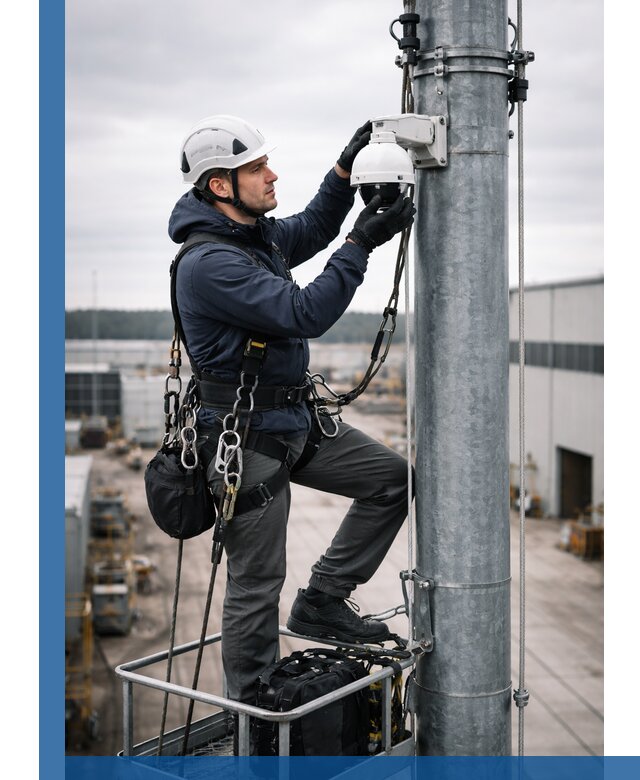 Профессиональная установка видеокамер на мачте в Можге