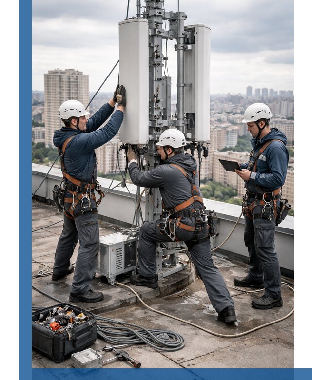 Монтаж антенн связи на крыше в Можге с вводом в эксплуатацию