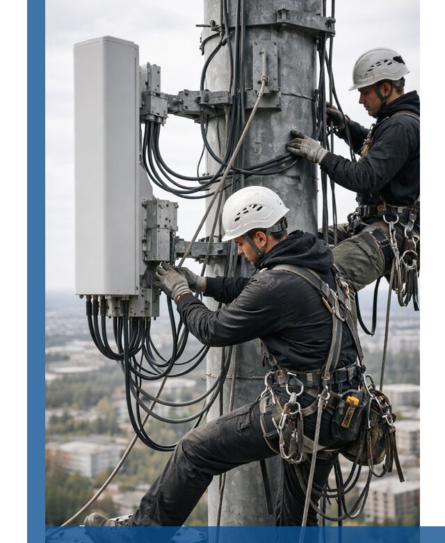 Монтаж оборудования связи на мачте в Можге с пусконаладкой