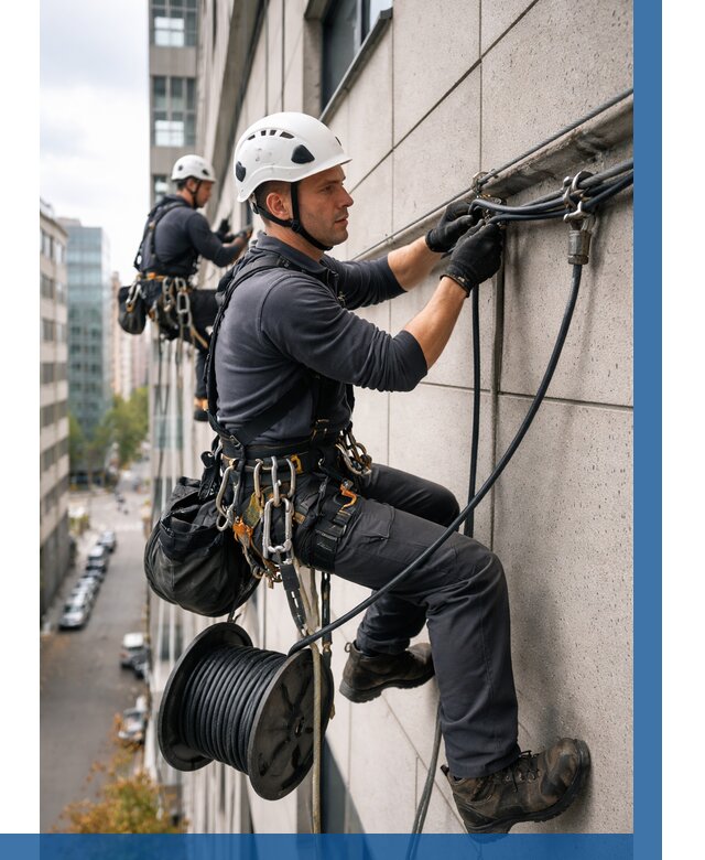 Прокладка кабеля по фасаду в Можге от 354 р. | ВЫСОТНИК-Мжг