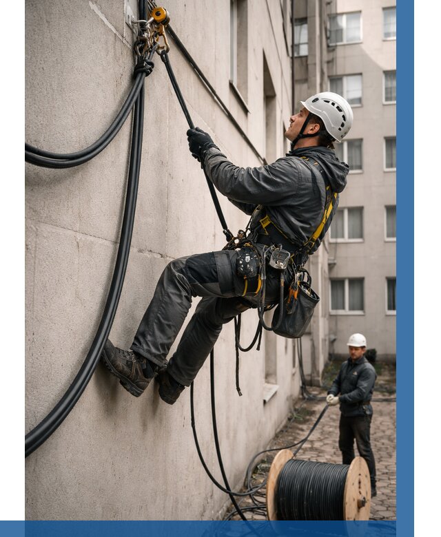 Протяжка кабеля питания на высоте в Можге от 456 р. | ВЫСОТНИК-Мжг