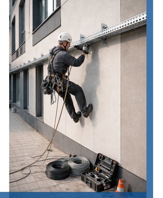 Монтаж кабельных лотков на фасаде в Можге от 1215 р. | ВЫСОТНИК-Мжг