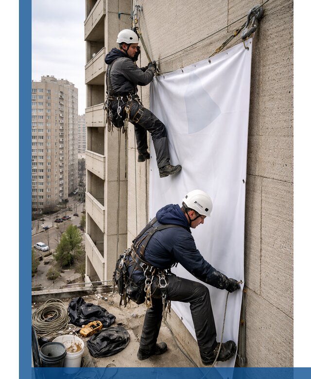 Профессиональный монтаж баннеров на фасаде в Можге