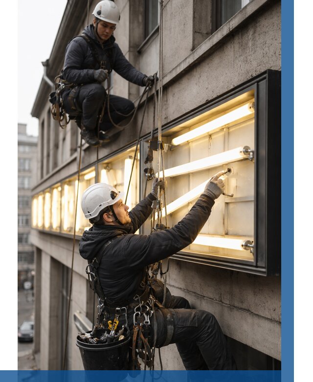 Замена ламп в вывеске в Можге под ключ от 3545 р. | ВЫСОТНИК-Мжг