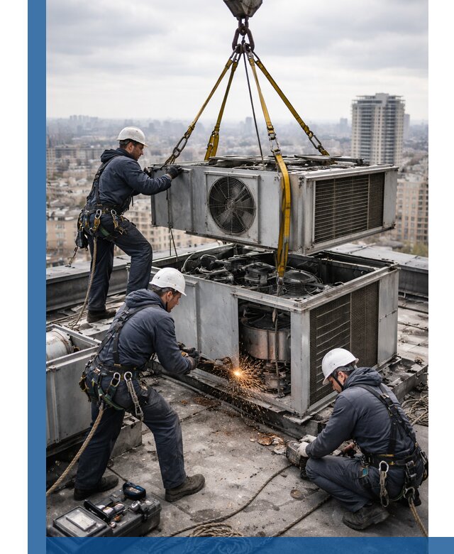 Демонтаж крышной установки в Можге любой сложности