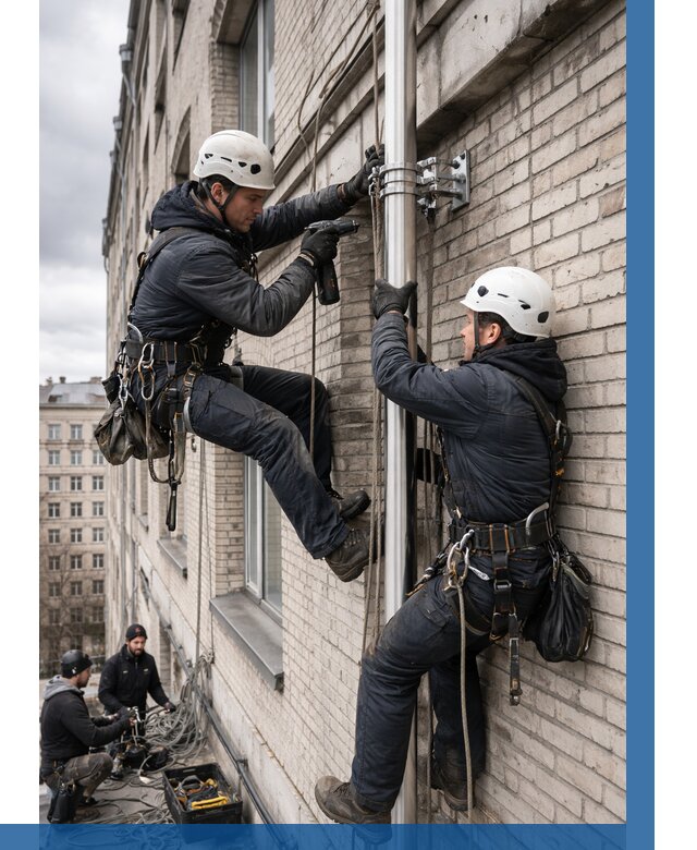 Монтаж флагштока на здании в Можге от 6583 р. | ВЫСОТНИК-Мжг