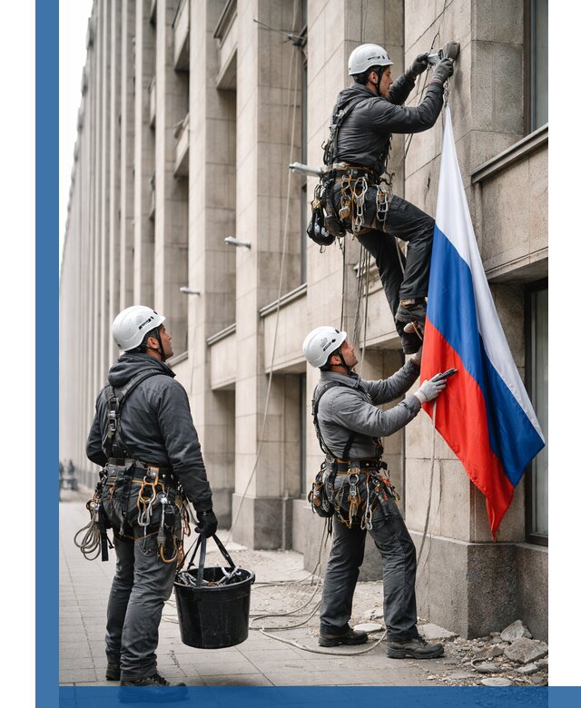 Профессиональная установка флагов на фасаде в Можге