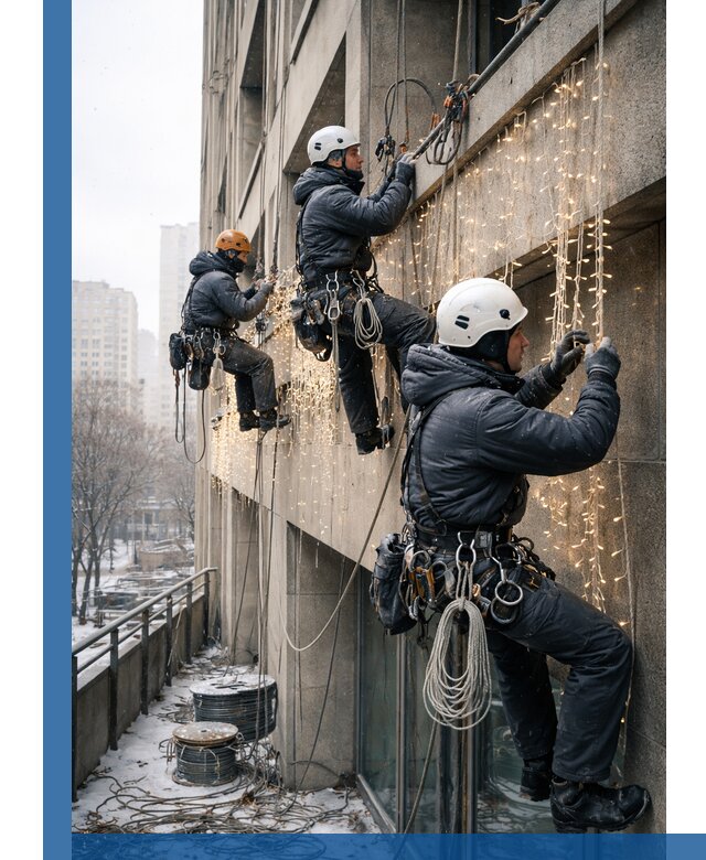 Монтаж новогодней иллюминации и украшение фасадов в Можге