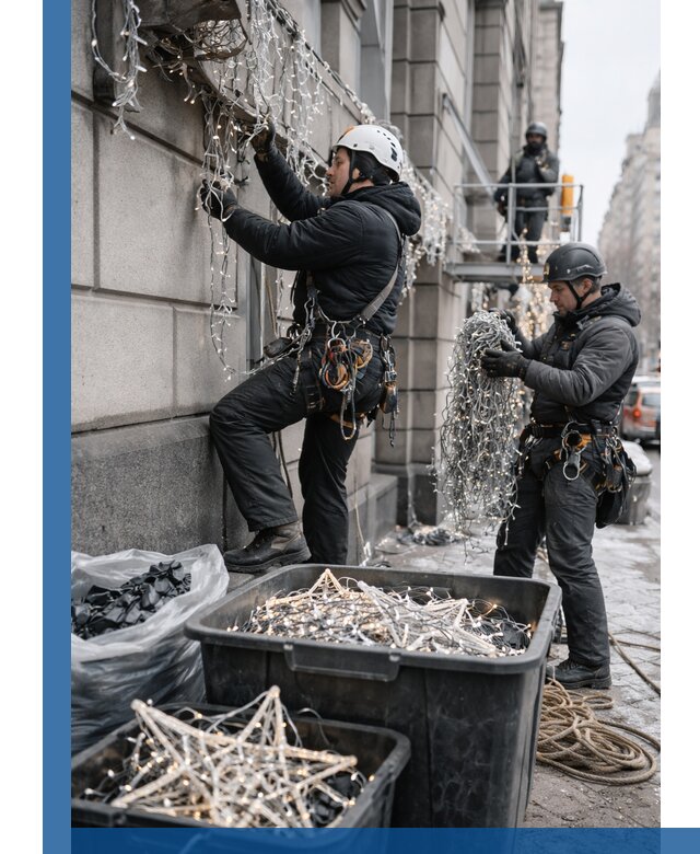 Демонтаж новогоднего оформления и гирлянд в Можге