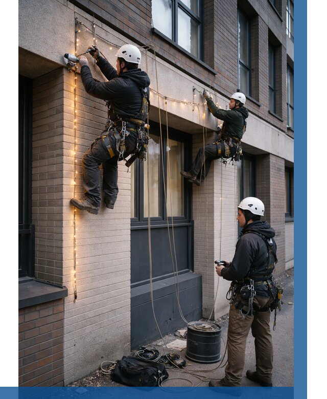 Монтаж гирлянд на фасаде в Можге от 3545 р. | ВЫСОТНИК-Мжг