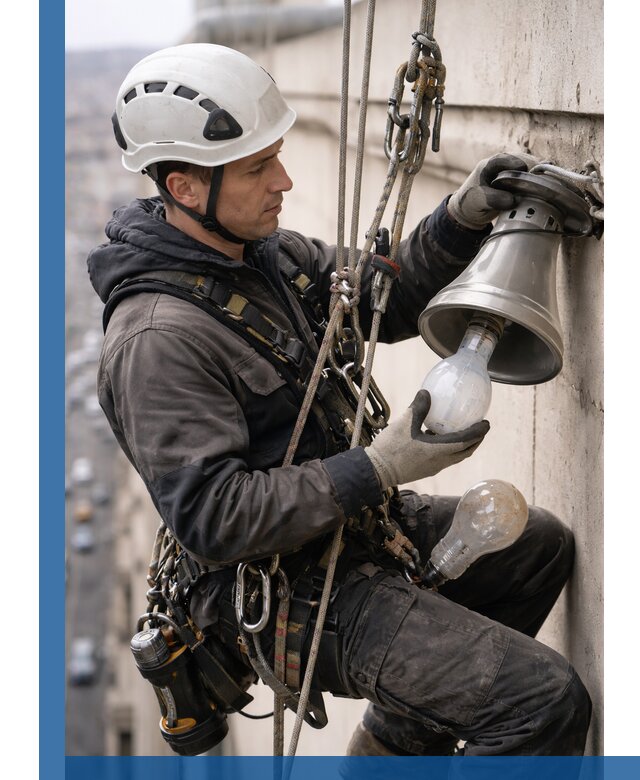 Замена ламп на высоте в Можге профессионально и быстро