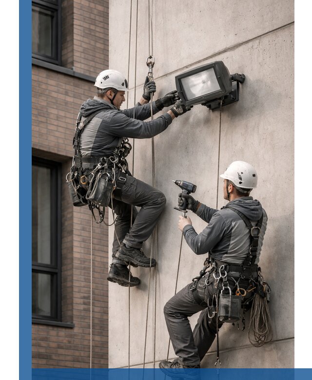 Профессиональный монтаж фасадных прожекторов в Можге под ключ