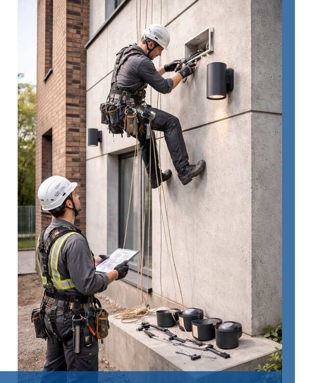 Монтаж фасадного освещения в Можге от 2532 р. | ВЫСОТНИК-Мжг