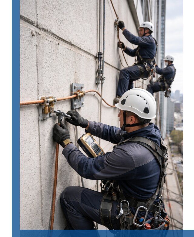 Монтаж системы заземления здания и молниезащиты в Можге