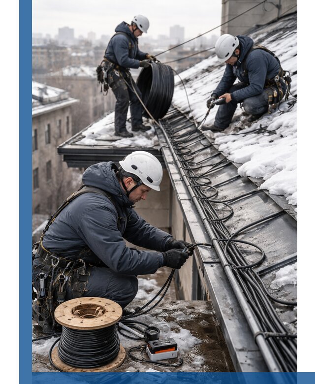 Монтаж греющего кабеля на кровле в Можге под ключ