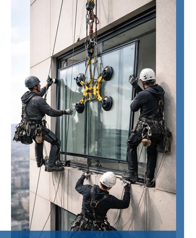 Монтаж стеклопакетов на высоте в Можге от 3241 р. | ВЫСОТНИК-Мжг