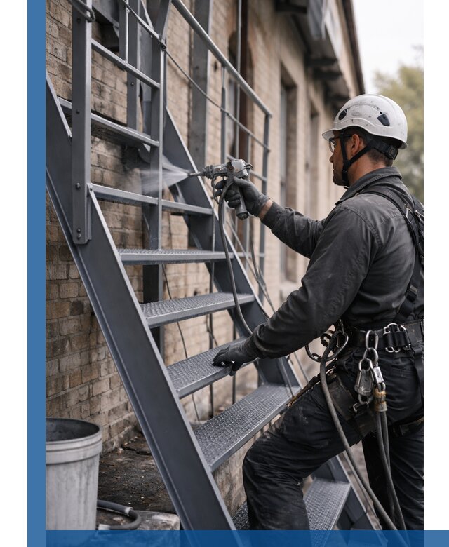 Покраска и антикоррозионная защита пожарных лестниц в Можге