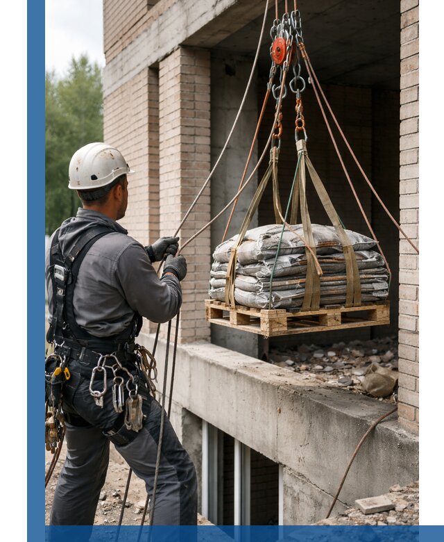 Подъем материалов на этаж веревками в Можге оперативно