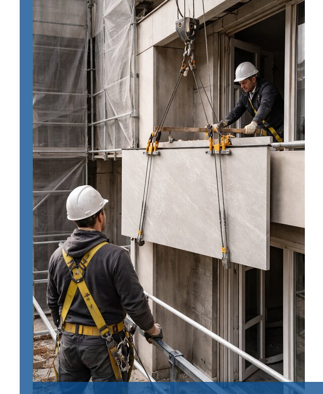 Подъем керамогранита на этаж в Можге грузчиками и техникой