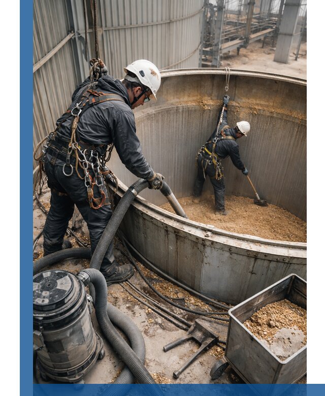 Профессиональная чистка зерновых бункеров в Можге с выездом