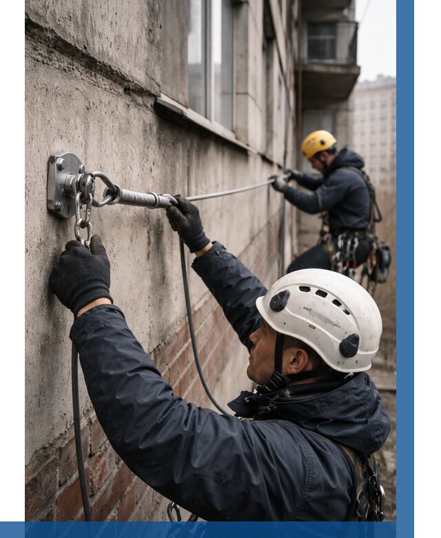 Монтаж анкерных линий в Можге от 3038 р. | ВЫСОТНИК-Мжг
