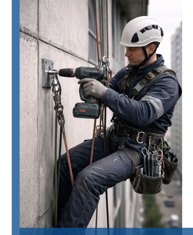 Установка анкерных точек для высотных работ в Можге